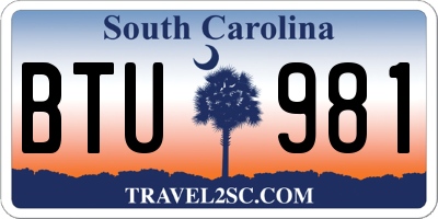 SC license plate BTU981