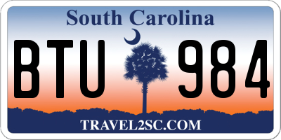 SC license plate BTU984