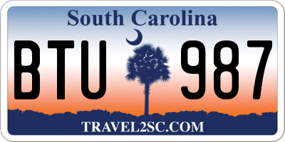 SC license plate BTU987