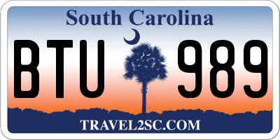 SC license plate BTU989