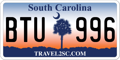 SC license plate BTU996