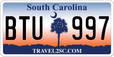 SC license plate BTU997