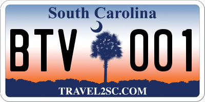 SC license plate BTV001
