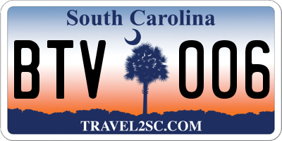 SC license plate BTV006