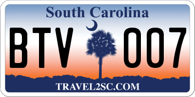 SC license plate BTV007