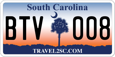 SC license plate BTV008