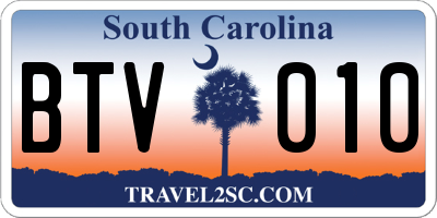 SC license plate BTV010