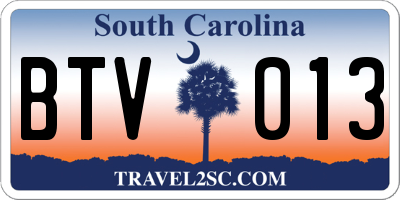 SC license plate BTV013