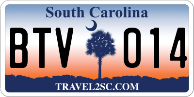 SC license plate BTV014