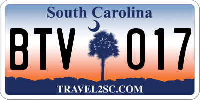 SC license plate BTV017