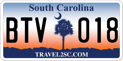 SC license plate BTV018
