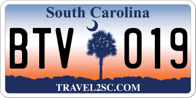 SC license plate BTV019