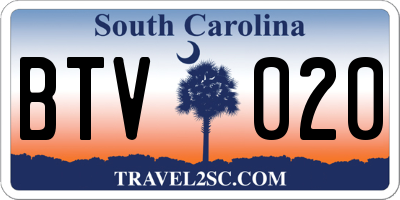 SC license plate BTV020