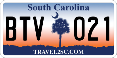 SC license plate BTV021