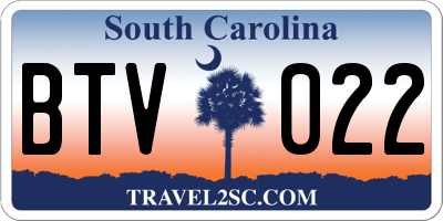 SC license plate BTV022