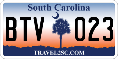 SC license plate BTV023