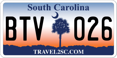 SC license plate BTV026