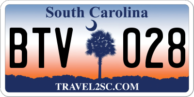 SC license plate BTV028