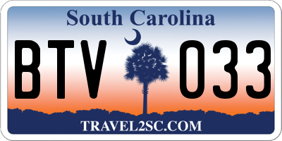 SC license plate BTV033