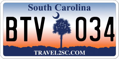 SC license plate BTV034