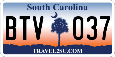 SC license plate BTV037