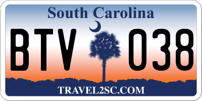 SC license plate BTV038