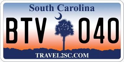 SC license plate BTV040