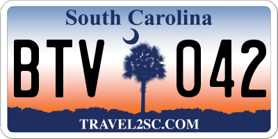 SC license plate BTV042