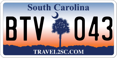 SC license plate BTV043