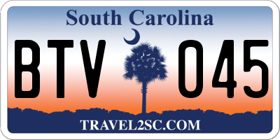 SC license plate BTV045
