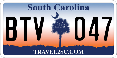 SC license plate BTV047