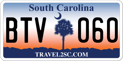 SC license plate BTV060
