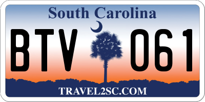 SC license plate BTV061