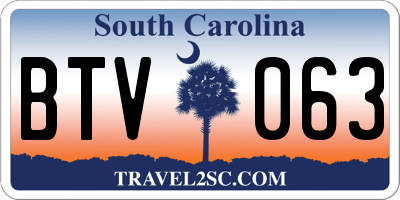 SC license plate BTV063