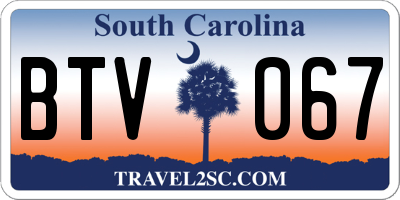 SC license plate BTV067