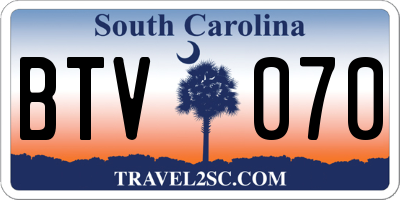 SC license plate BTV070