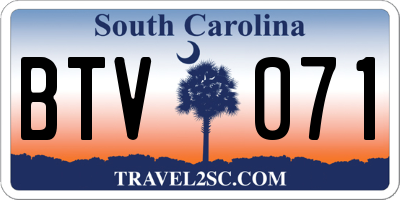 SC license plate BTV071