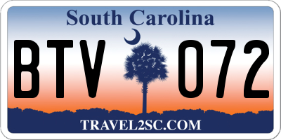 SC license plate BTV072
