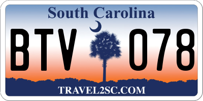 SC license plate BTV078