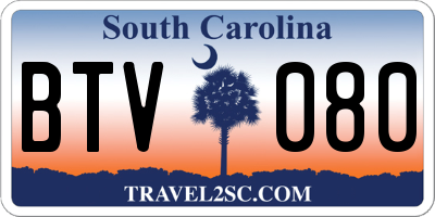 SC license plate BTV080
