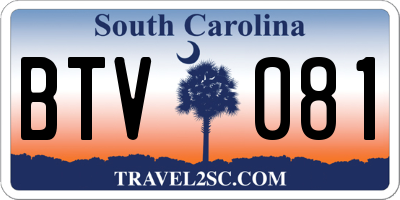 SC license plate BTV081