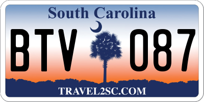 SC license plate BTV087