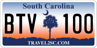 SC license plate BTV100