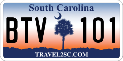 SC license plate BTV101