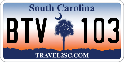 SC license plate BTV103