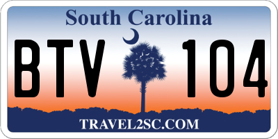 SC license plate BTV104