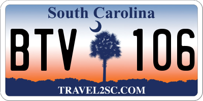 SC license plate BTV106