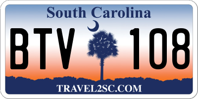 SC license plate BTV108