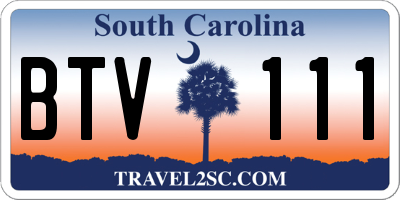 SC license plate BTV111