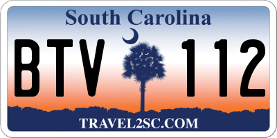 SC license plate BTV112